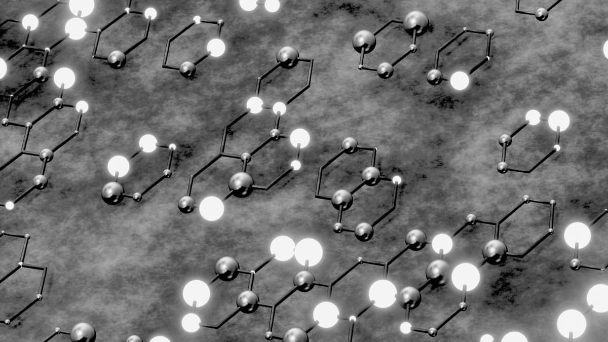 Abstract molecular structure with glowing bonds and nodes